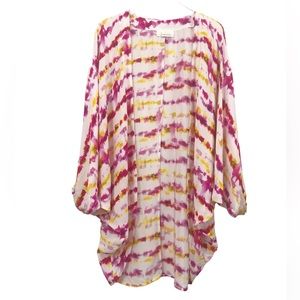 Anthropologie | Pink & Yellow Tie Dye Cocoon Kimono Topper